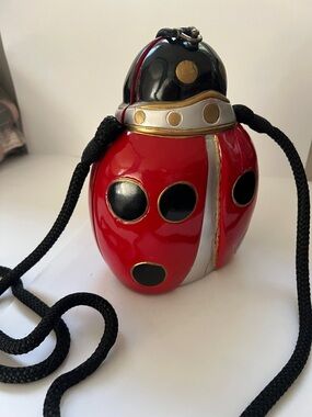 Timmy Woods Beverly Hills Ladybug Acacia Wood Handcarved Crossbody Bag